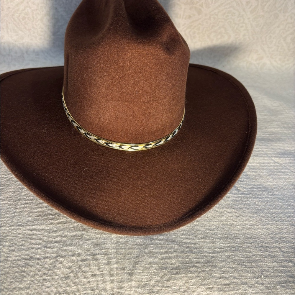 Alamo Hats Brown Felt Cowboy Hat Size 54 (6 3/4) Western Cattleman Small
